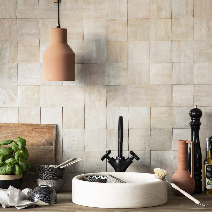 Beige grey Zellige Tiles - 10x10 square