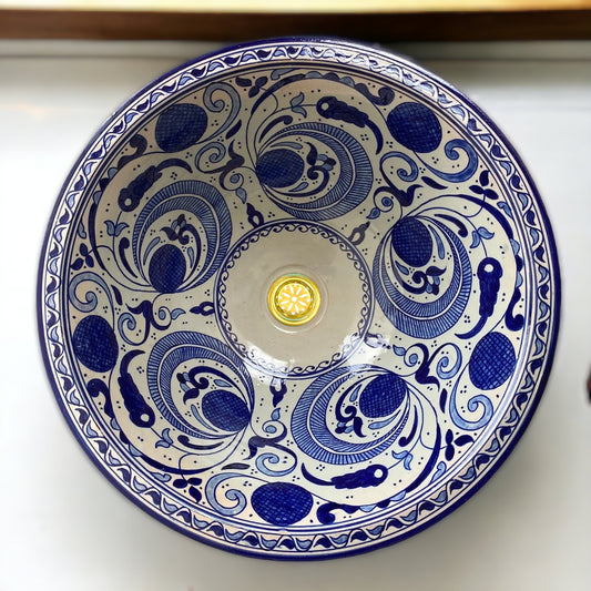 Moroccan sink | moroccan ceramic sink | bathroom sink | moroccan bathroom basin | cloakroom basin | Bleu sink bowl #101 