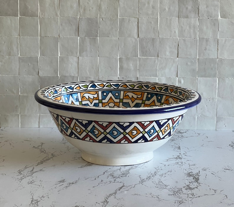 Moroccan sink | moroccan ceramic sink | bathroom sink | moroccan bathroom basin | moroccan sink bowl | colorful sink bowl #49