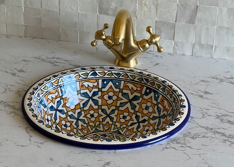 Moroccan sink | moroccan ceramic sink | bathroom sink | moroccan bathroom basin | moroccan sink bowl | colorful sink bowl #49