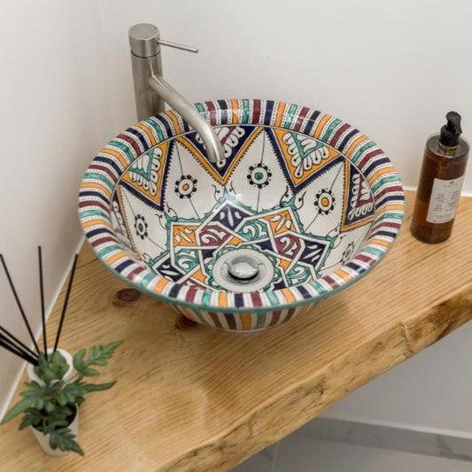 Moroccan sink | moroccan ceramic sink | bathroom sink | moroccan bathroom basin | moroccan sink bowl | Colorful sink bowl #31