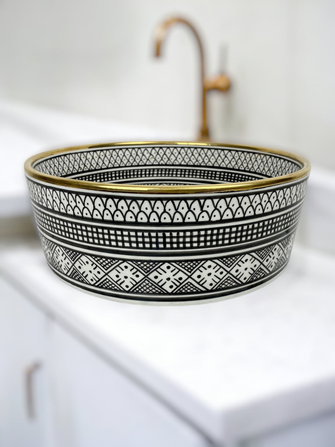 Handmade Moroccan Ceramic Sink 14K Carat Golden rim #67