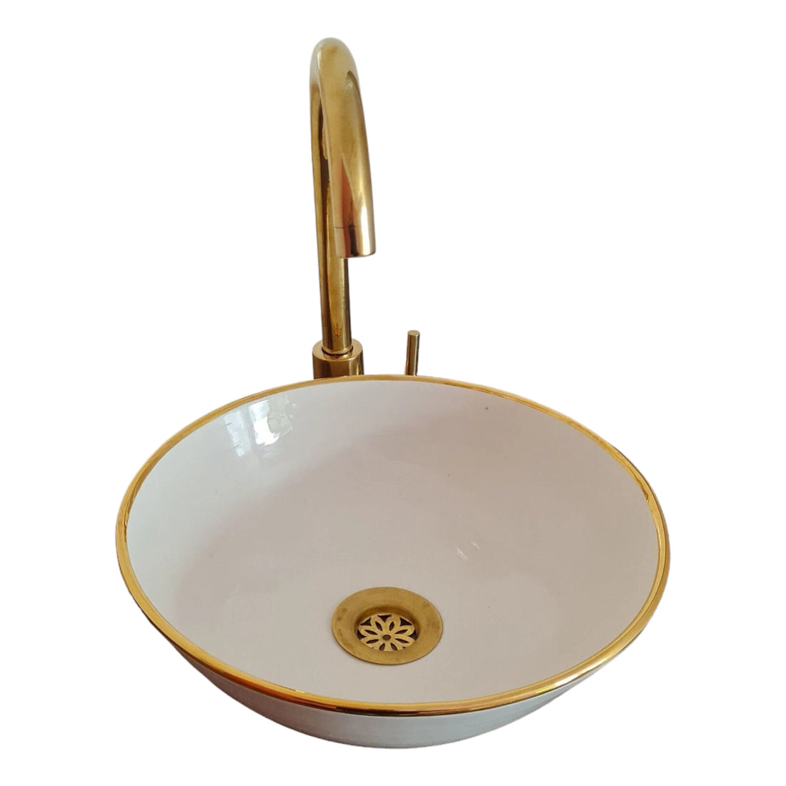 Handmade Moroccan Ceramic Sink 14K Carat Golden rim #69