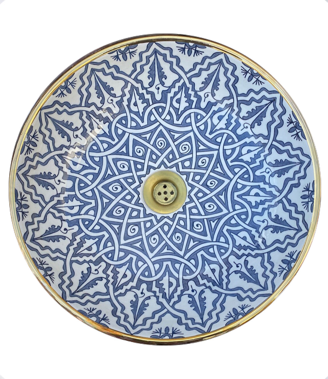 Handmade Moroccan Ceramic Sink 14K Carat Golden rim #65