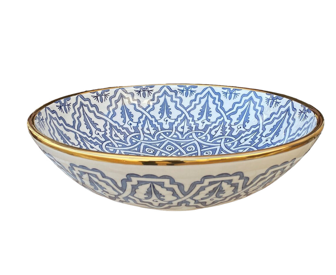 Handmade Moroccan Ceramic Sink 14K Carat Golden rim #65