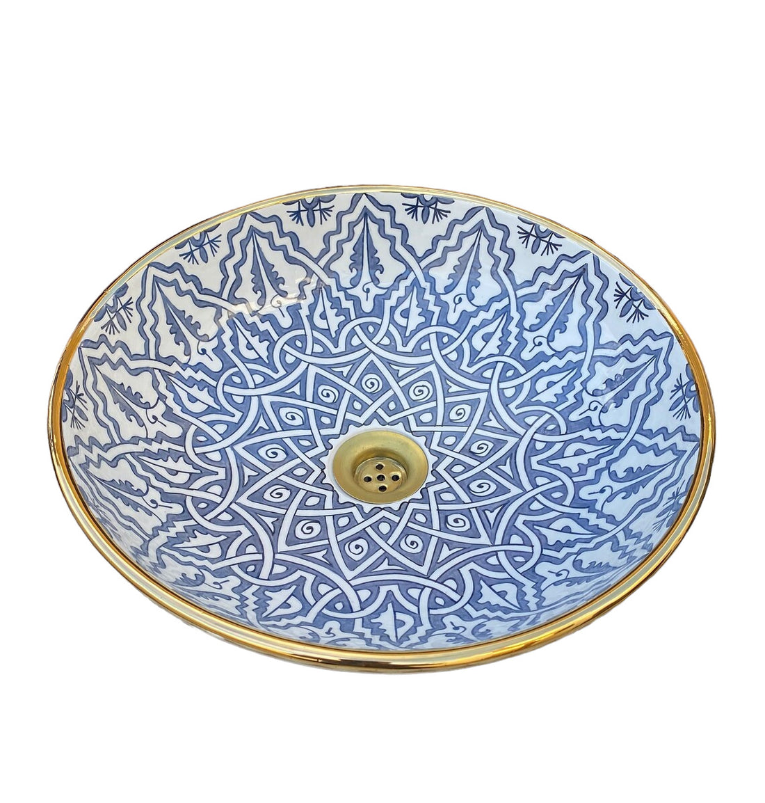 Handmade Moroccan Ceramic Sink 14K Carat Golden rim #65