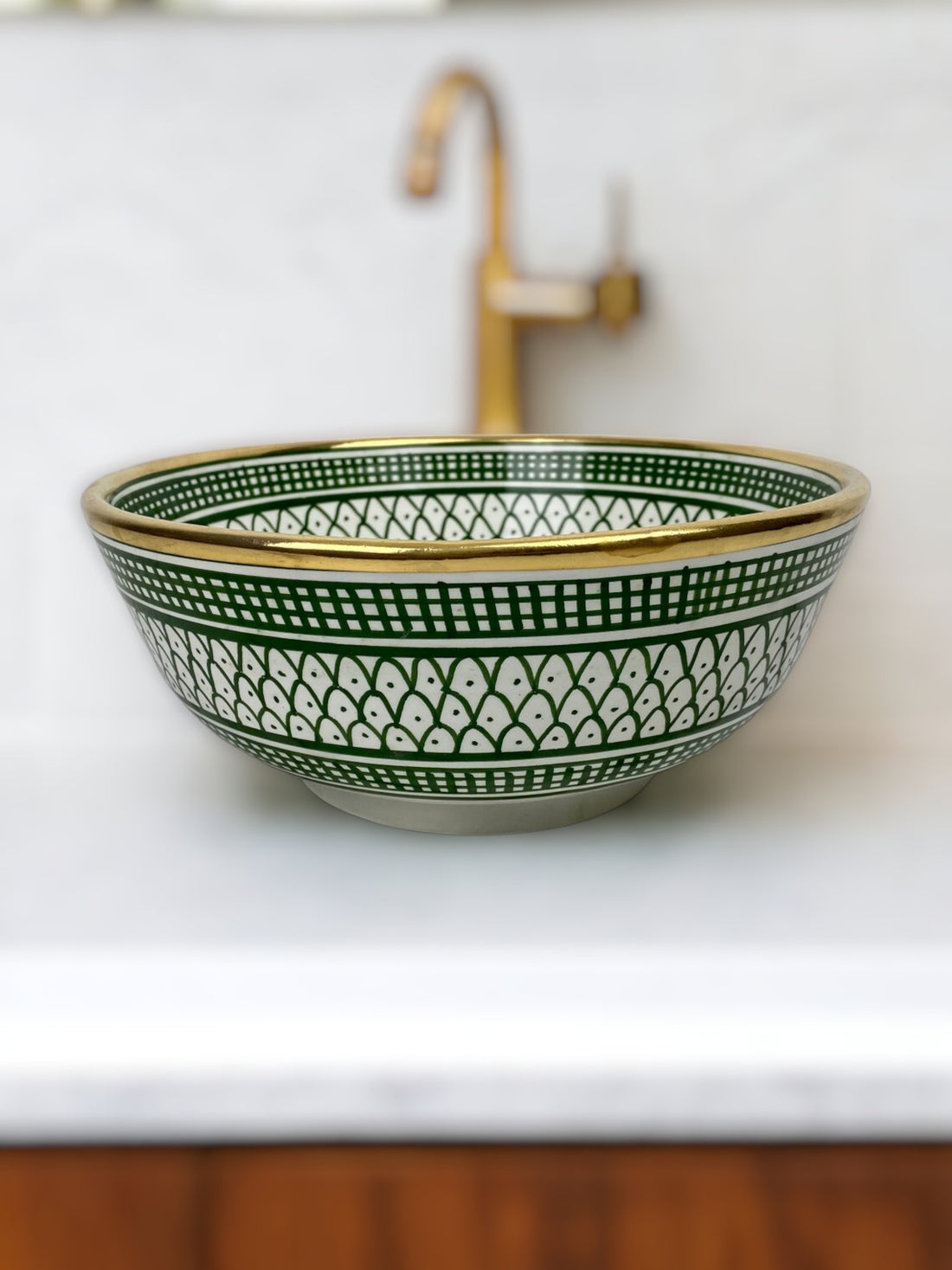 Handmade Moroccan Ceramic Sink 14K Carat Gold rim #82