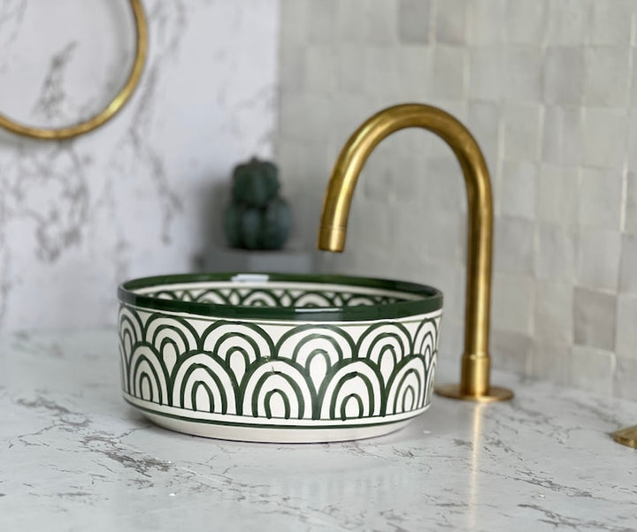 Moroccan sink | moroccan ceramic sink | bathroom sink | moroccan bathroom basin | moroccan sink bowl | Green sink bowl #57B