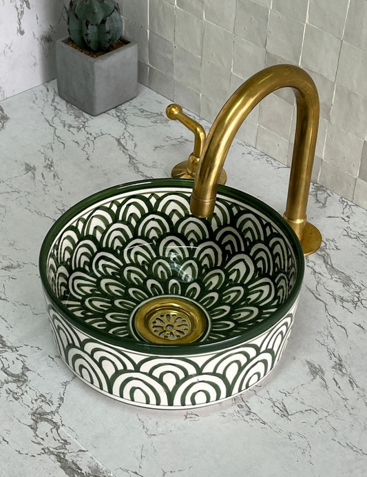Moroccan sink | moroccan ceramic sink | bathroom sink | moroccan bathroom basin | moroccan sink bowl | Green sink bowl #57B