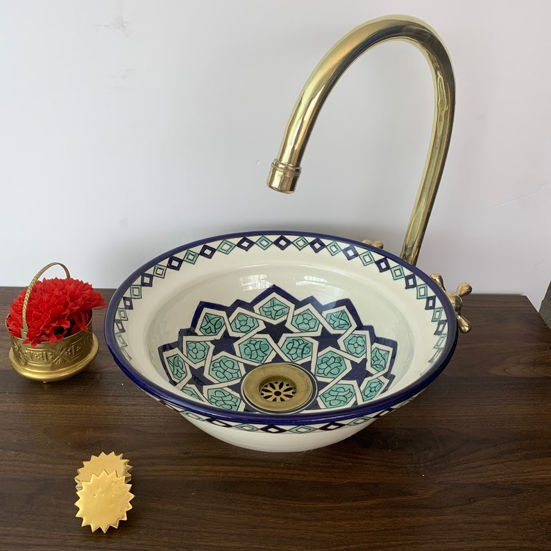  Handmade Moroccan Ceramic Sink #5D