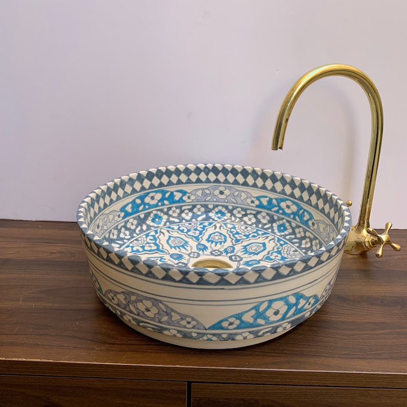  Handmade Moroccan Ceramic Sink #5A