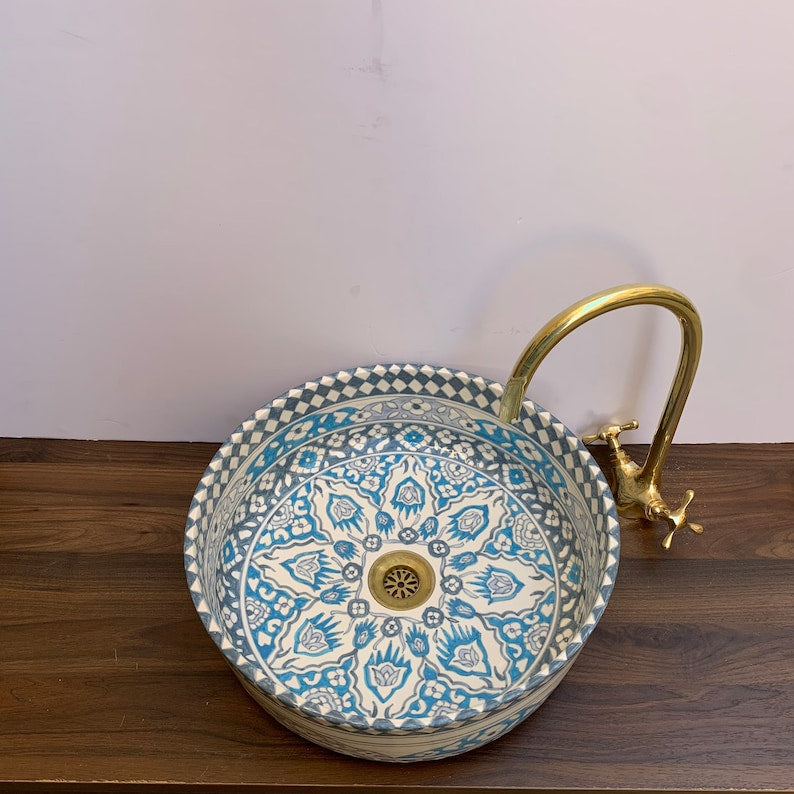  Handmade Moroccan Ceramic Sink #5A