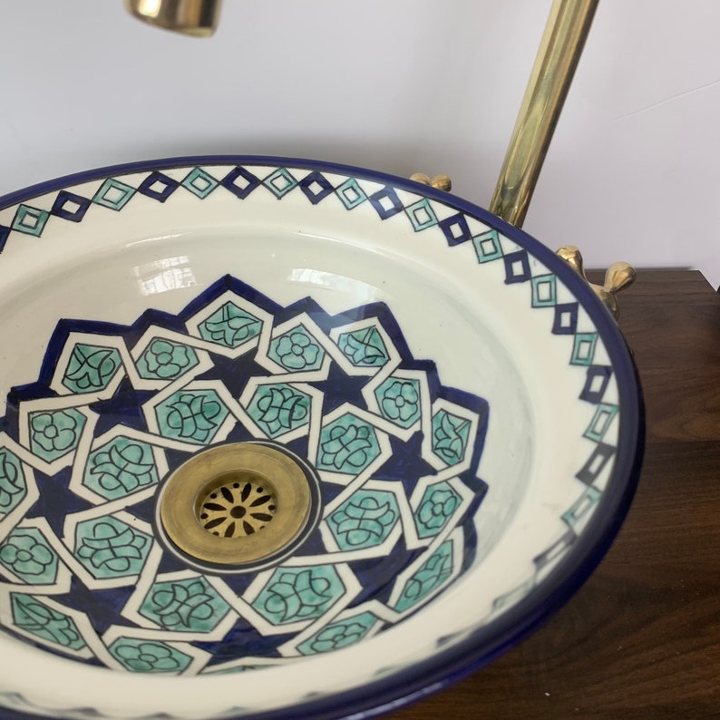 Moroccan sink | moroccan ceramic sink | bathroom sink | moroccan bathroom basin | cloakroom basin | Bleu sink #5D