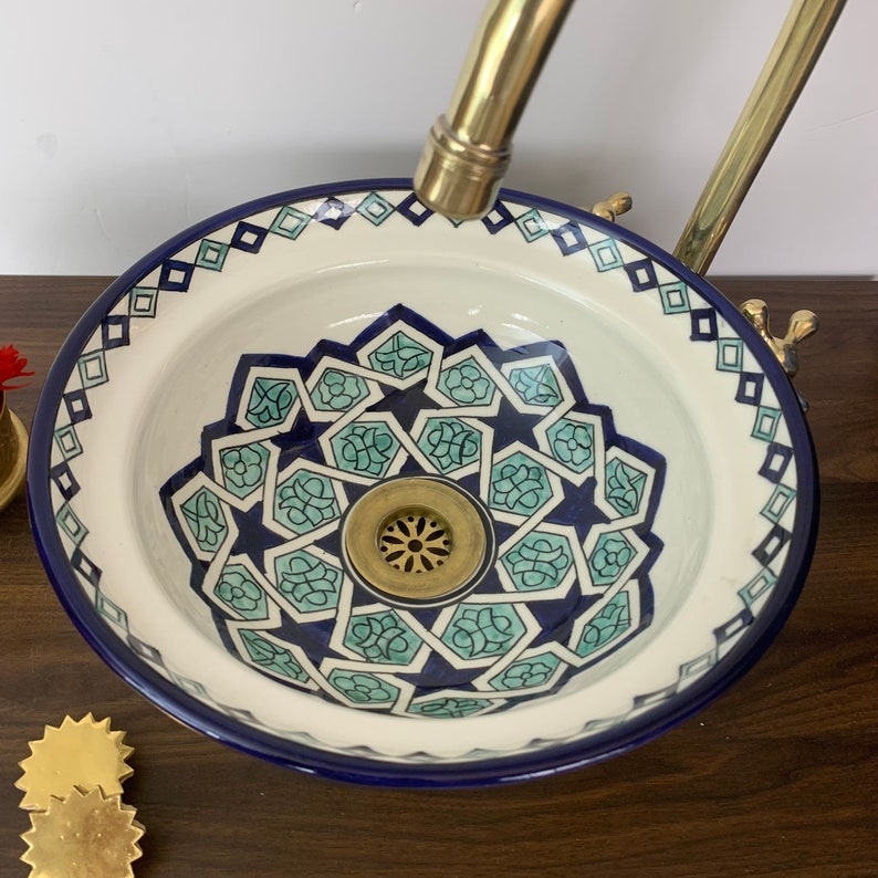 Moroccan sink | moroccan ceramic sink | bathroom sink | moroccan bathroom basin | cloakroom basin | Bleu sink #5D