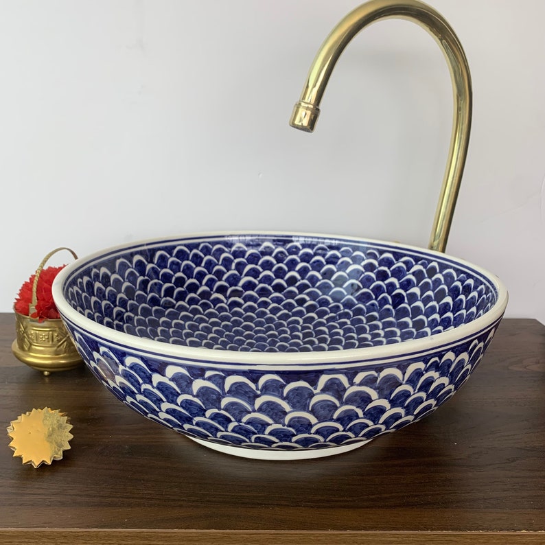 Moroccan sink | moroccan ceramic sink | bathroom sink | moroccan bathroom basin | cloakroom basin | Bleu sink #6