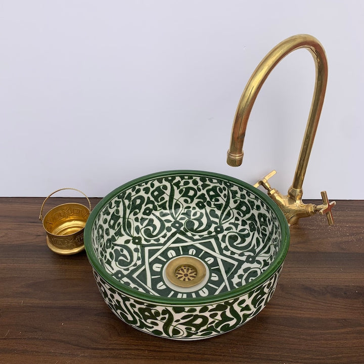 Moroccan sink | moroccan ceramic sink | bathroom sink | Green sink #5