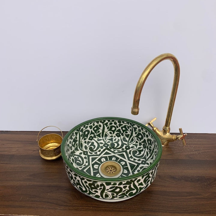 Moroccan sink | moroccan ceramic sink | bathroom sink | Green sink #5