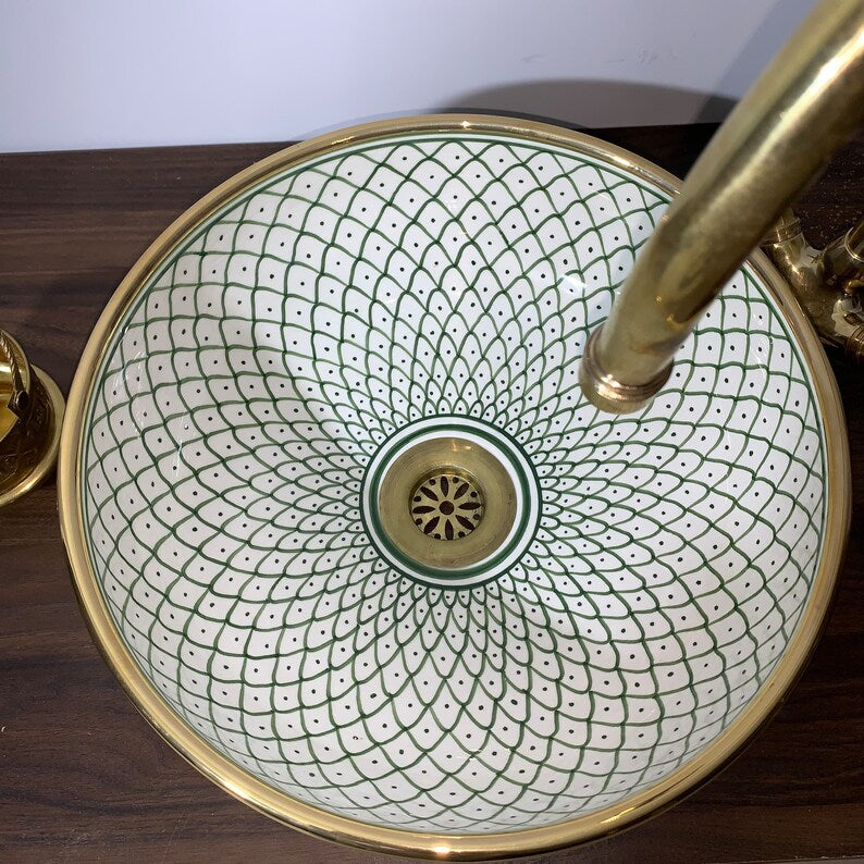 Golden sink 14k karat - Bathroom sink - Moroccan sink - Handmade ceramic sink - Bathroom washbasin #20D