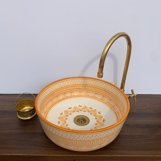 Moroccan sink | moroccan ceramic sink | bathroom sink | moroccan bathroom basin | ceramic basin | Orange sink #5E