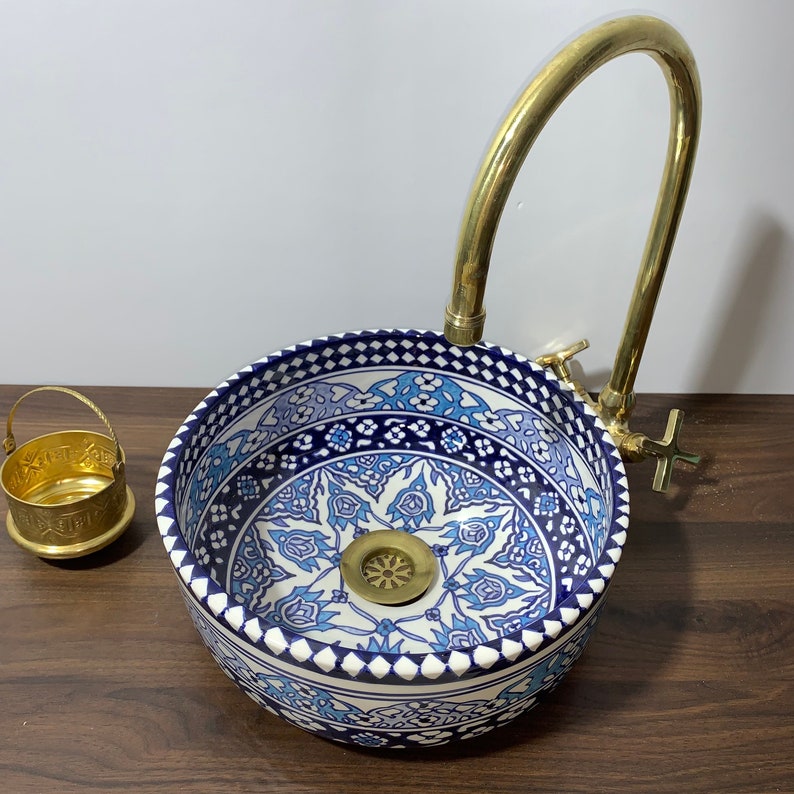 Moroccan sink | moroccan ceramic sink | bathroom sink | moroccan bathroom basin | cloakroom basin | Bleu sink #6A