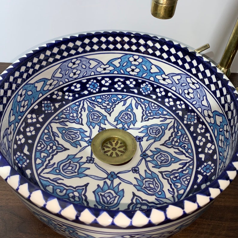 Moroccan sink | moroccan ceramic sink | bathroom sink | moroccan bathroom basin | cloakroom basin | Bleu sink #6A