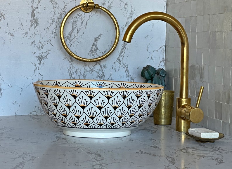 Moroccan sink | moroccan ceramic sink | bathroom sink | moroccan bathroom basin | moroccan sink bowl | white sink bowl #47