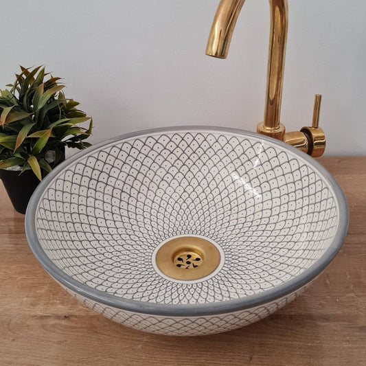 Moroccan sink | moroccan ceramic sink | bathroom sink | moroccan bathroom basin | moroccan sink bowl | Gray sink bowl #41