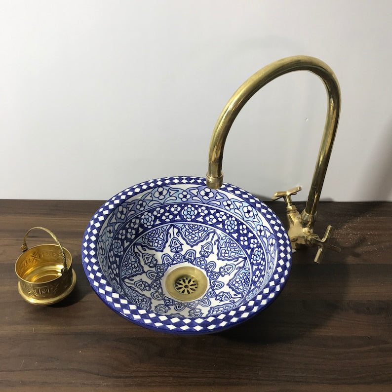 Moroccan sink | moroccan ceramic sink | bathroom sink | moroccan bathroom basin | cloakroom basin | Bleu sink #15