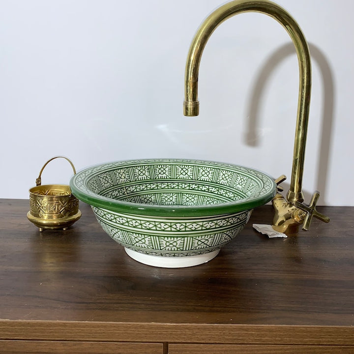 Moroccan sink | moroccan ceramic sink | bathroom sink | moroccan bathroom basin | cloakroom basin | Green sink #13