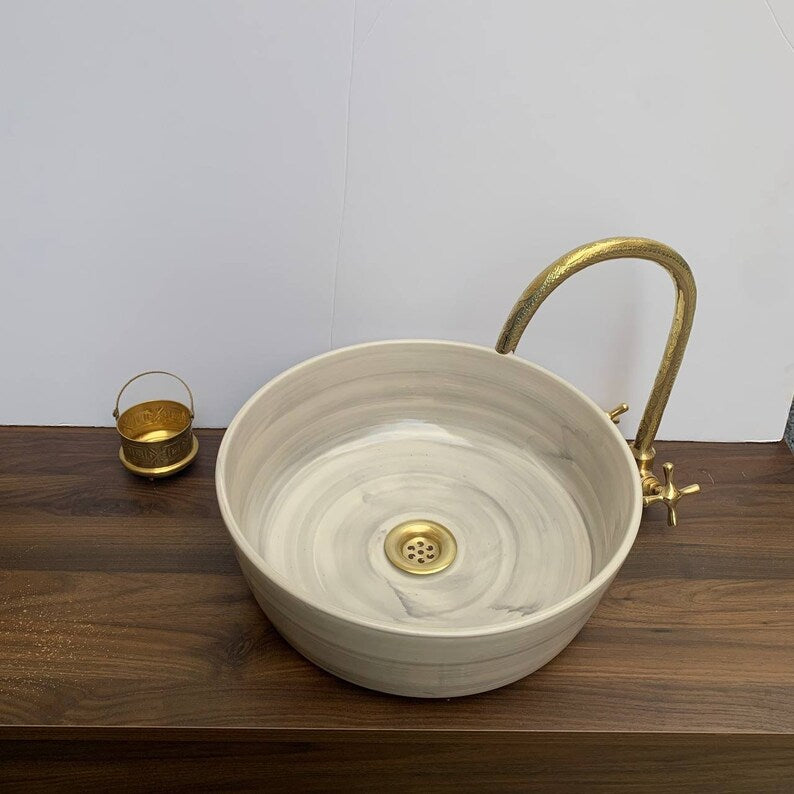 Moroccan sink | moroccan ceramic sink | bathroom sink | moroccan bathroom basin | cloakroom basin | Gray sink #12