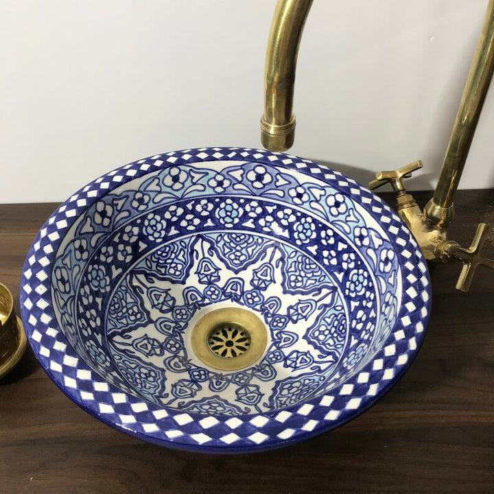 Moroccan sink | moroccan ceramic sink | bathroom sink | moroccan bathroom basin | cloakroom basin | Bleu sink #15