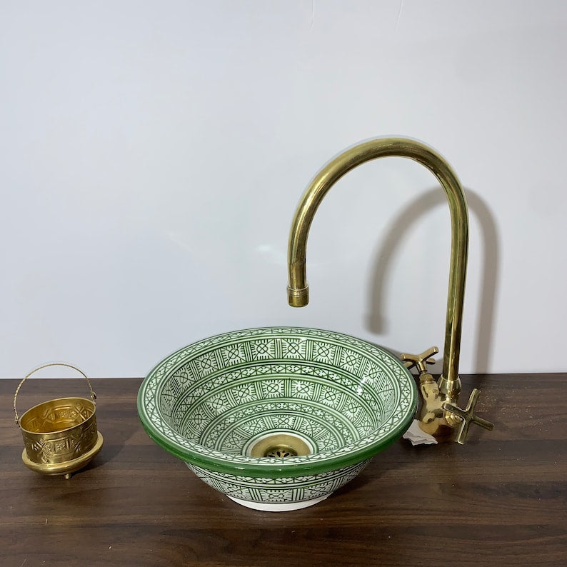 Moroccan sink | moroccan ceramic sink | bathroom sink | moroccan bathroom basin | cloakroom basin | Green sink #13