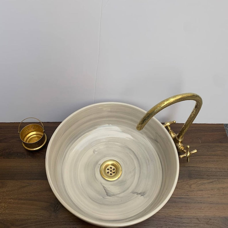 Moroccan sink | moroccan ceramic sink | bathroom sink | moroccan bathroom basin | cloakroom basin | Gray sink #12