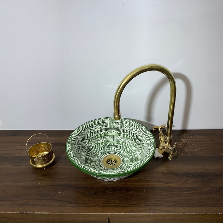 Moroccan sink | moroccan ceramic sink | bathroom sink | moroccan bathroom basin | cloakroom basin | Green sink #13