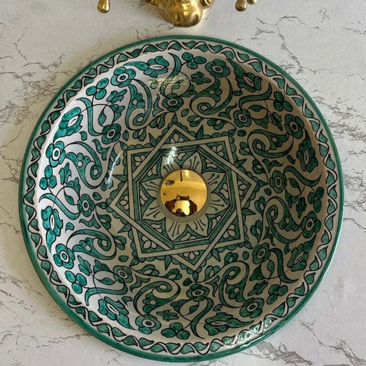 Moroccan sink | moroccan ceramic sink | bathroom sink | moroccan bathroom basin | moroccan sink bowl | Green sink bowl #50