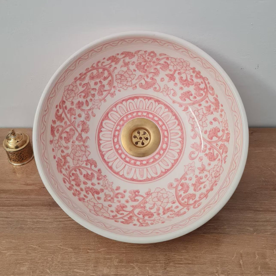  Handmade Moroccan Ceramic Sink Golden rim 14k karat #143