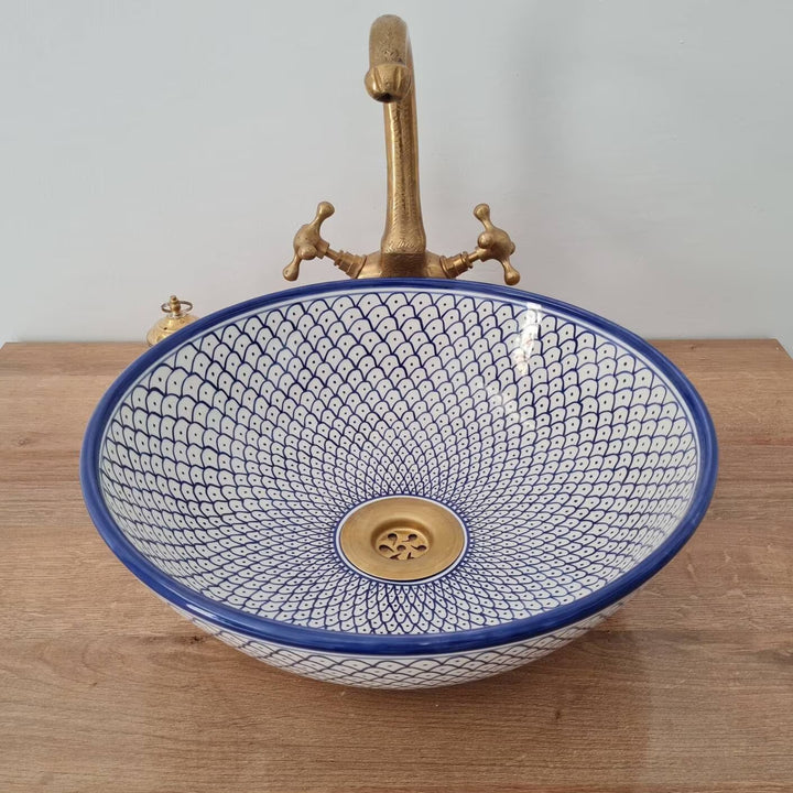 Moroccan sink | moroccan ceramic sink | bathroom sink | moroccan bathroom basin | moroccan sink bowl | Blue sink bowl #26