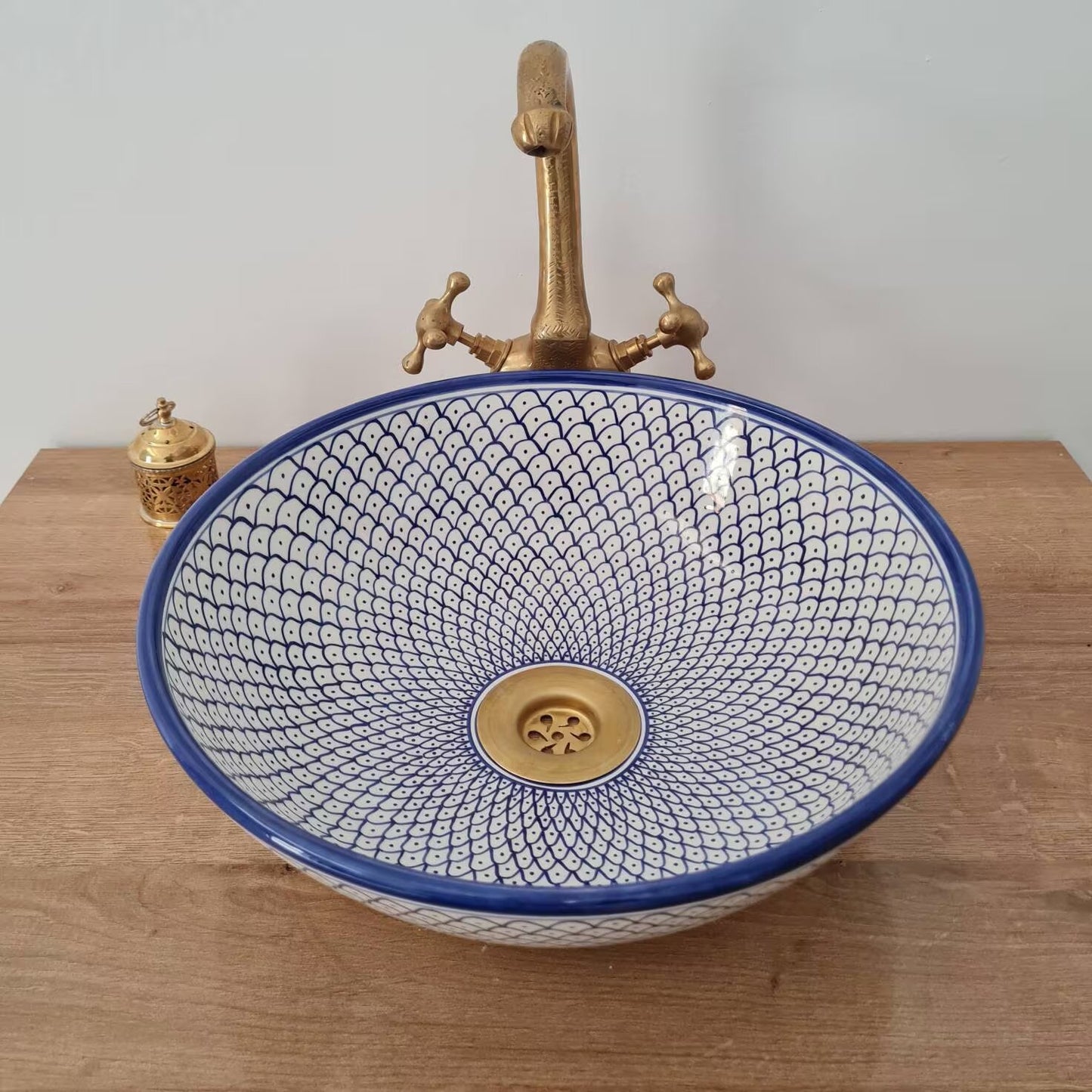 Moroccan sink | moroccan ceramic sink | bathroom sink | moroccan bathroom basin | moroccan sink bowl | Blue sink bowl #26