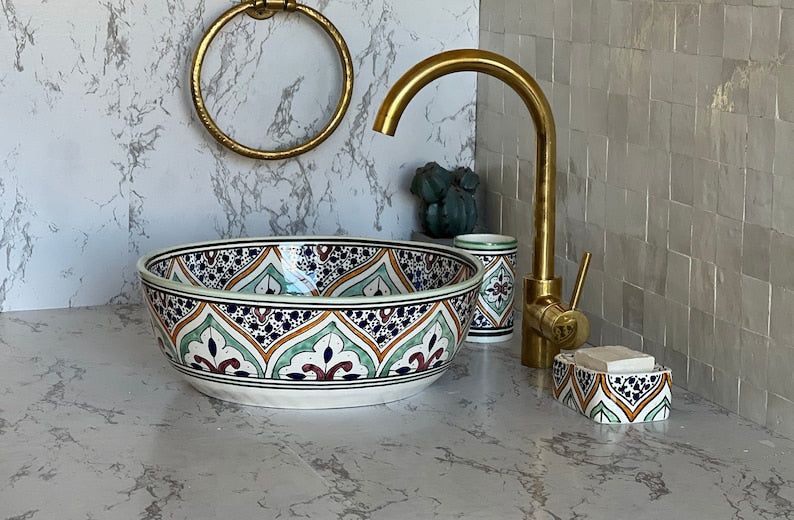  Handmade Moroccan Ceramic Sink #54