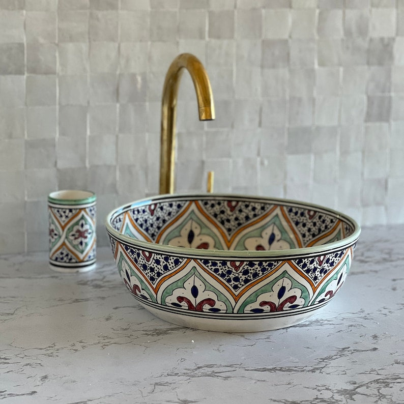 Moroccan sink | moroccan ceramic sink | bathroom sink | moroccan bathroom basin | moroccan sink bowl | unique sink bowl #54