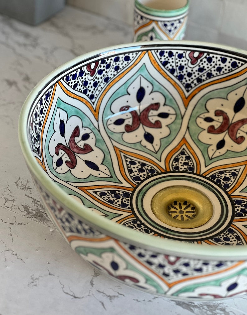  Handmade Moroccan Ceramic Sink #54