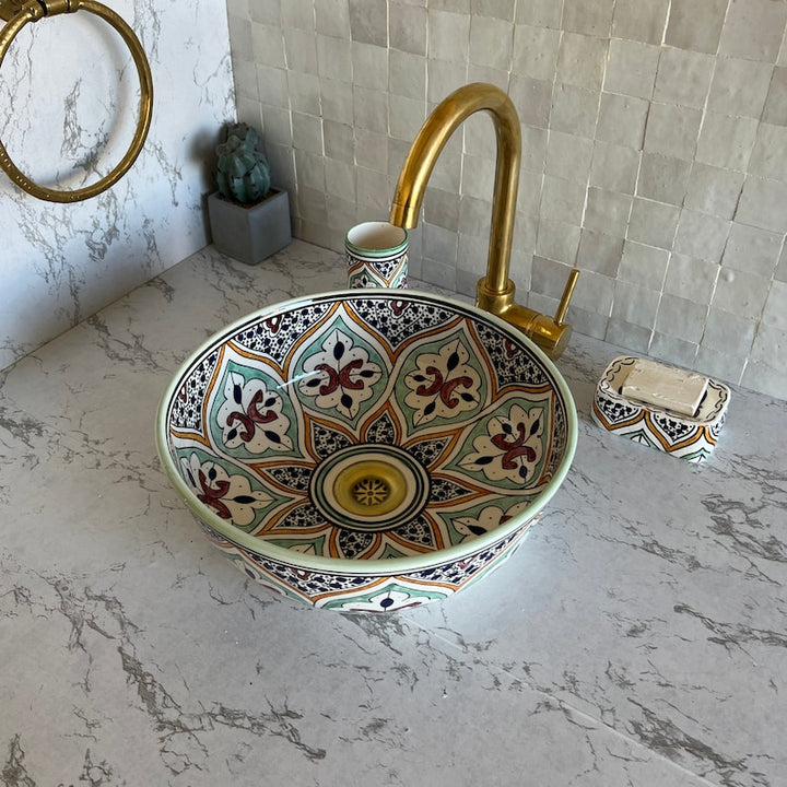 Moroccan sink | moroccan ceramic sink | bathroom sink | moroccan bathroom basin | moroccan sink bowl | unique sink bowl #54