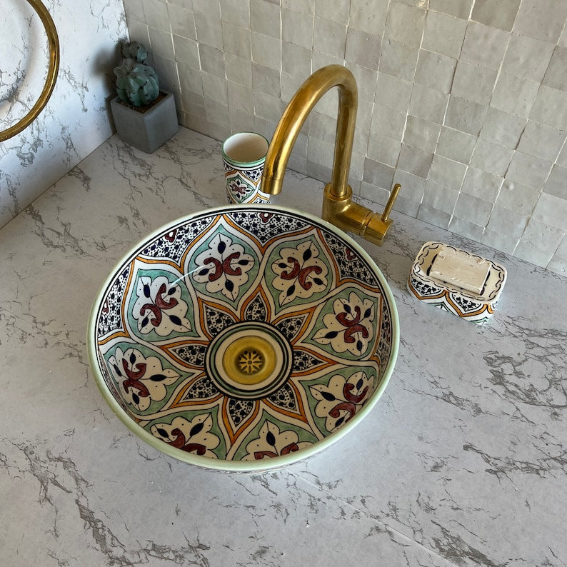 Moroccan sink | moroccan ceramic sink | bathroom sink | moroccan bathroom basin | moroccan sink bowl | unique sink bowl #54