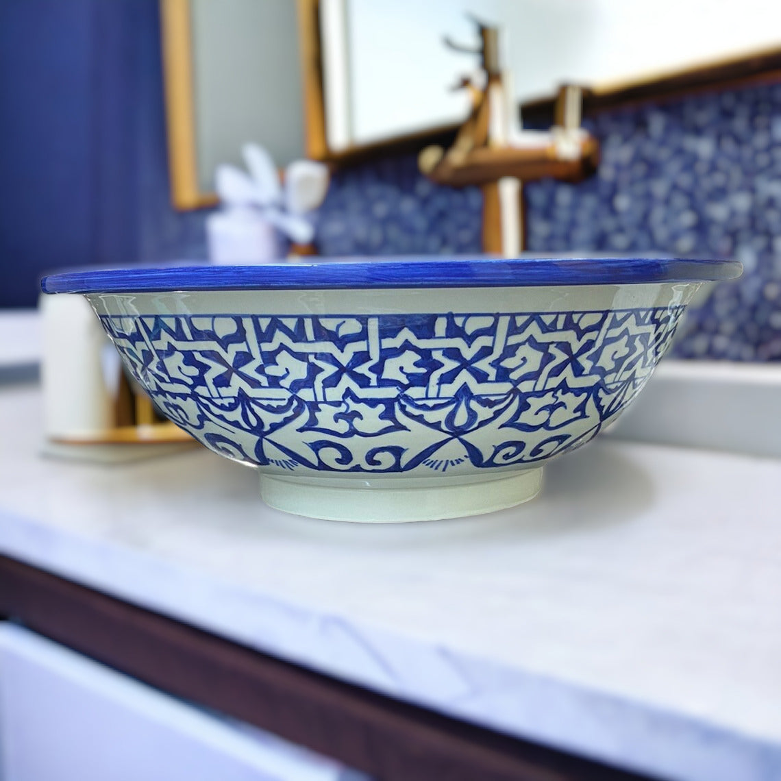 Moroccan sink | moroccan ceramic sink | bathroom sink | moroccan bathroom basin | cloakroom basin | Bleu sink #19