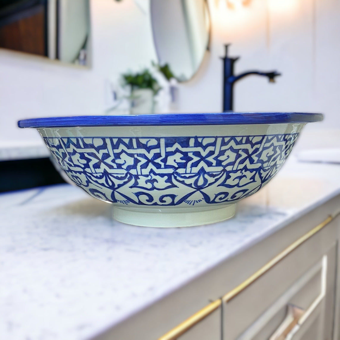 Moroccan sink | moroccan ceramic sink | bathroom sink | moroccan bathroom basin | cloakroom basin | Bleu sink #19