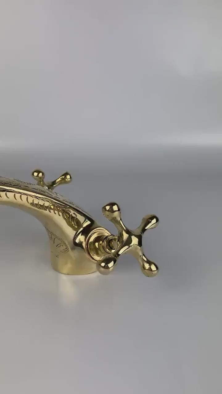 Moroccan Faucet Engraved in Unlacquered Brass - Handmade Moroccan Faucet #9