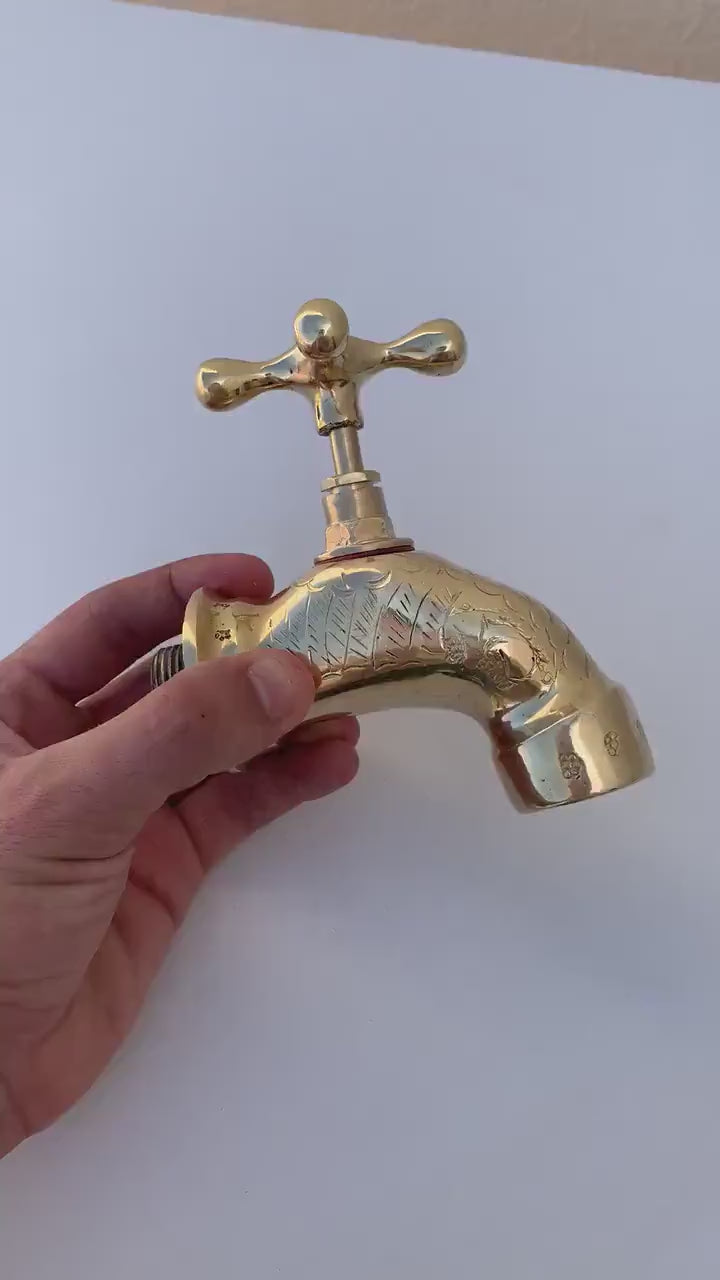 Moroccan Faucet Engraved in Unlacquered Brass - Handmade Moroccan Faucet #13