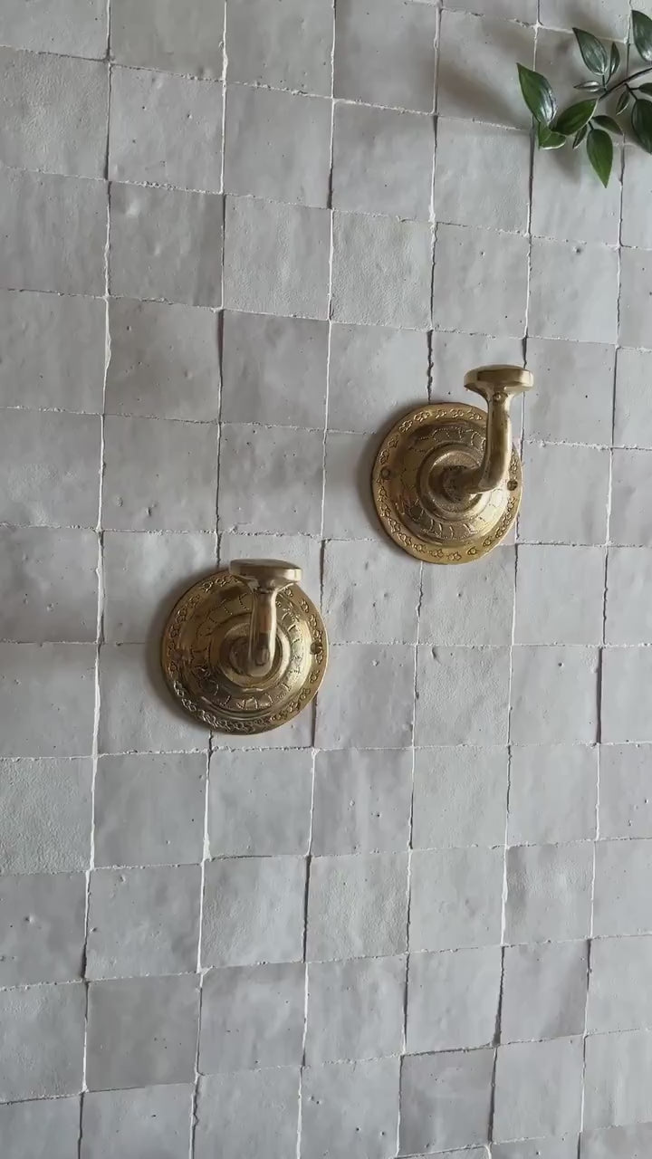 Handmade Unlacquered Brass Wall Hook Set | 4 Brass Hooks #4