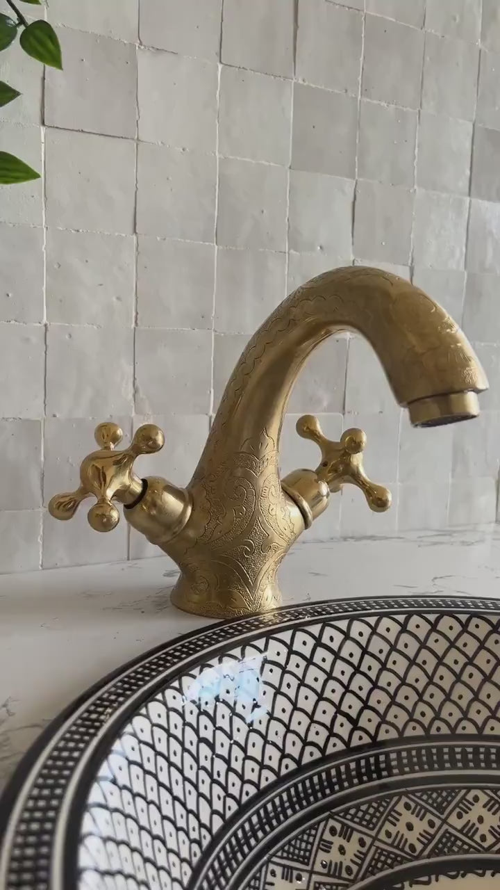 Moroccan Faucet Engraved in Unlacquered Brass - Handmade Moroccan Faucet #10