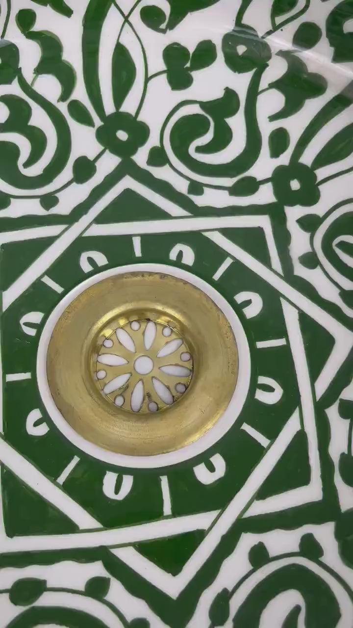Handmade Moroccan Ceramic Sink 14K Carat Golden rim #66
